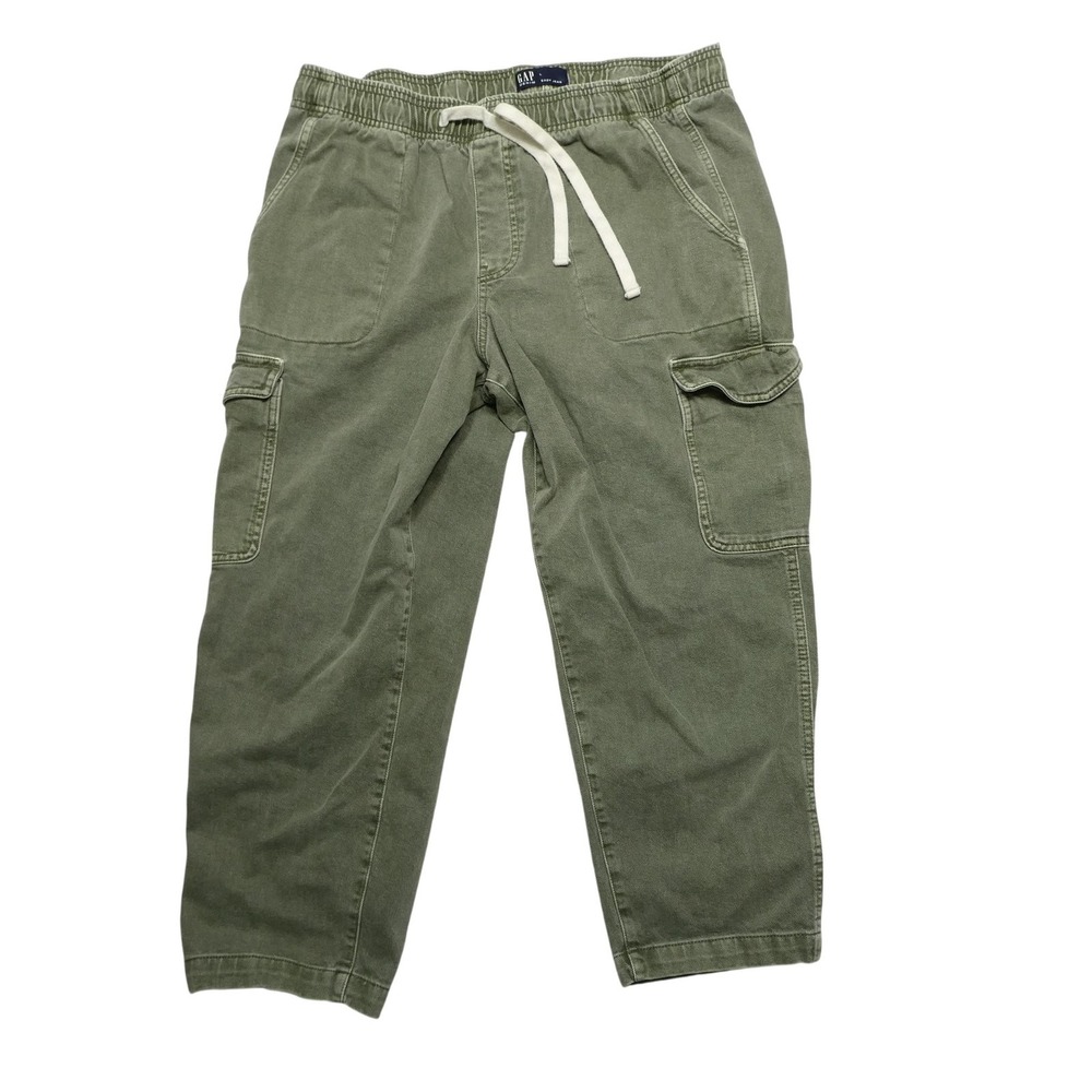Gap Denim Easy Jean Pants Teens‎ L 36x25 Green Relaxed Elastic Cargo Drawstring
